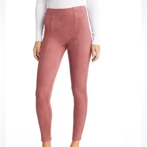 NWT SPANX Faux Suede Legging Pants in Rich Rose Mauve Pink Petite Small